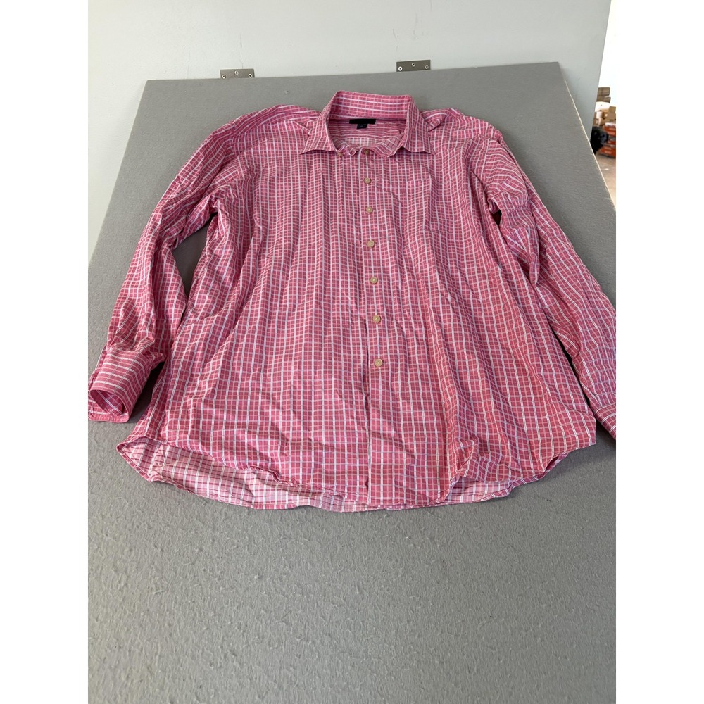 Scott Barber Dress Shirt Mens XL Pink Check Plaid Button Down Long Sleeve Cotton